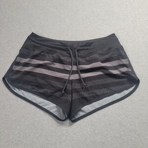 Rabbit Running Shorts Women's Size M Black/Gray Stripe Surf n Turf 4" Drawstring